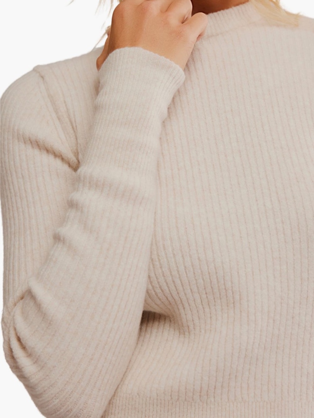 NEW Free People Ever After Rib Sweater in Almond Milk Heather - Picture 4 of 8